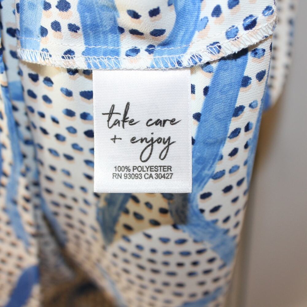 NIC + ZOE Palm Dot Blue Multi Wrap-Style Pullover Tropical Dress | Medium - Picture 8 of 10